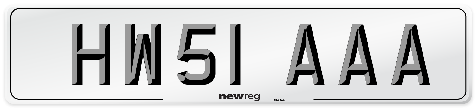 HW51 AAA Number Plate from New Reg